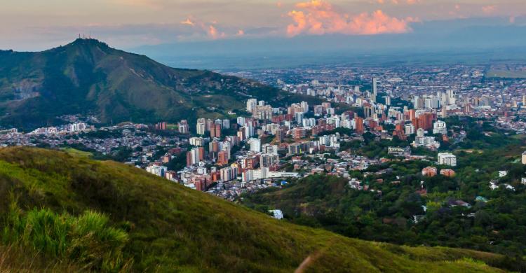 A city nestled among the mountains.